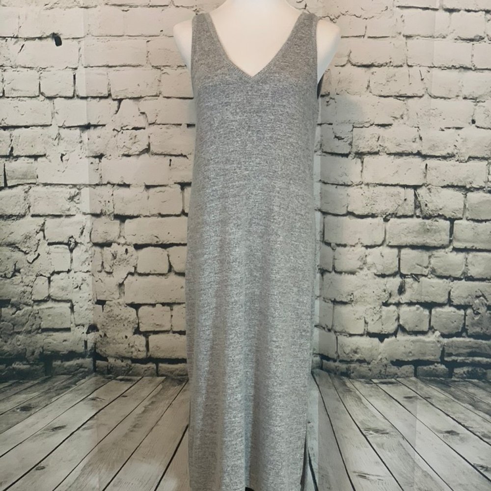 Gap Softspun Double V Neck Midi Grey Dress